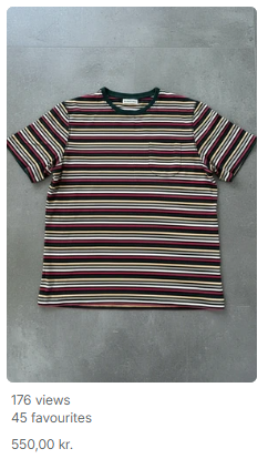 Marketplace listing — striped t-shirt, 176 views